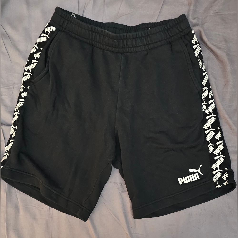 Puma Men's Black Athletic Shorts with Logo Trim